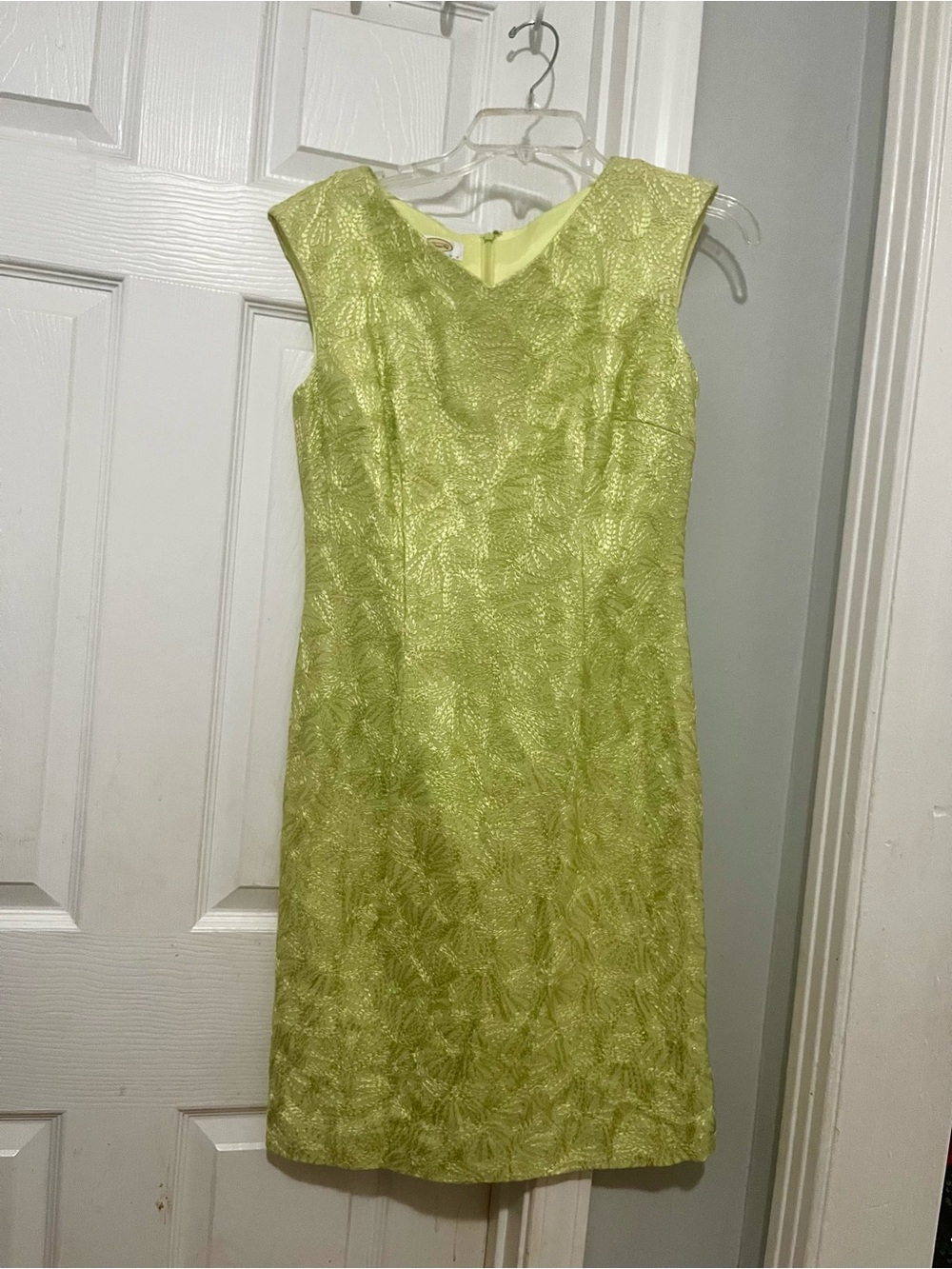 Talbots Lime-Chartreuse Textured Sleeveless Sheath Dress
